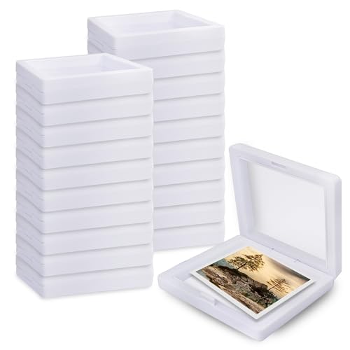 Sanas Shadow Box Frame with Glass (20Pcs) Small Photo Frame Memory Box Aesthetic Unique Storage Box Frame for 3D Craft Floating Display Photo Storage Box Transparent (20Pcs) (Elegant White Finish) - Image 1