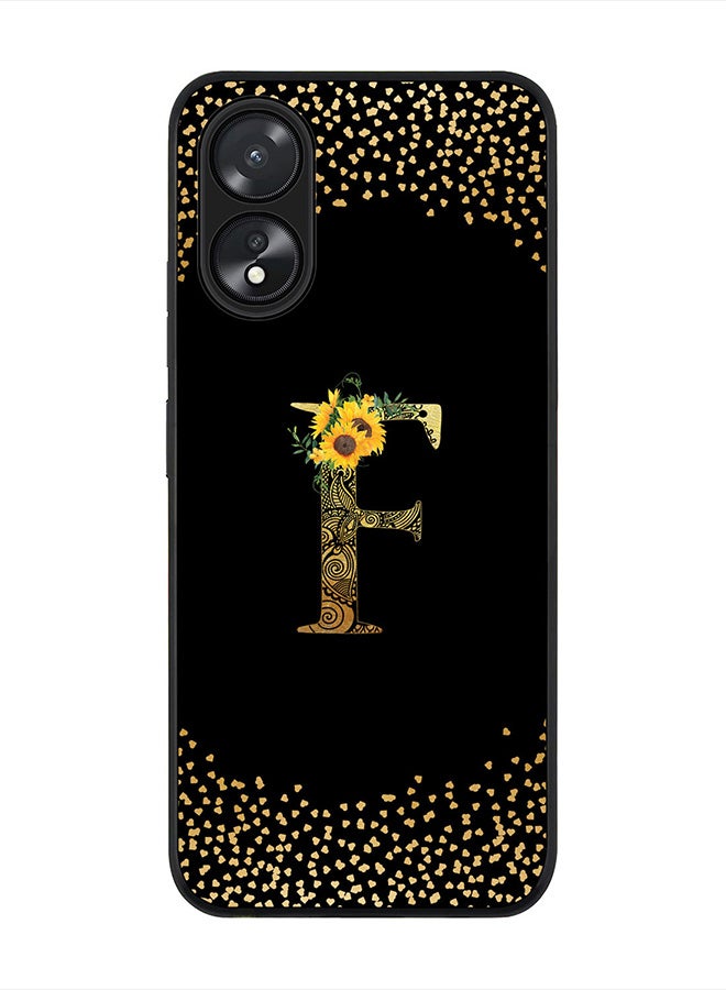 Stylizedd Rugged Black Edge case for Oppo A18 / Oppo A38, Slim fit Soft Case Custom Monogram Initial Letter Mandala Floral Pattern Alphabet-F (Black) - Image 1
