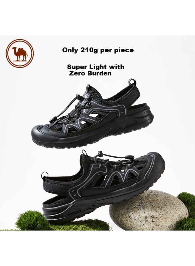 CAMELJEANS Camel Men's Breathable Slippers Casual Toe-protected Beach Shoes P15m342010 Night Black Size 41 - Image 5