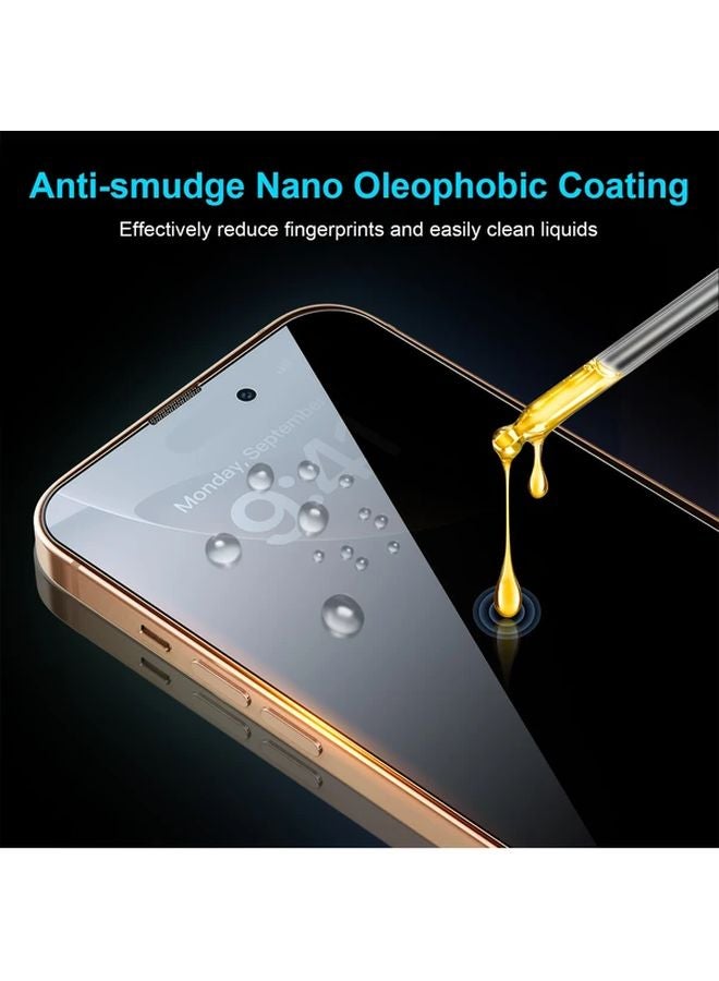 2 Pack Privacy Screen Protector For iPhone 16 Pro Max Anti Fingerprint Tempered Glass - Image 4