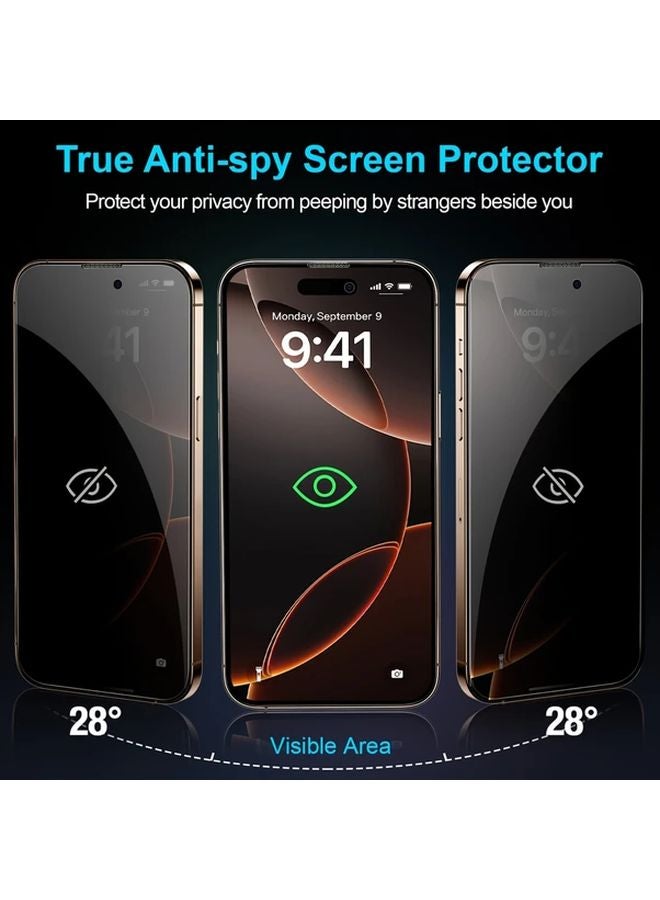 2 Pack Privacy Screen Protector For iPhone 16 Pro Max Anti Fingerprint Tempered Glass - Image 3