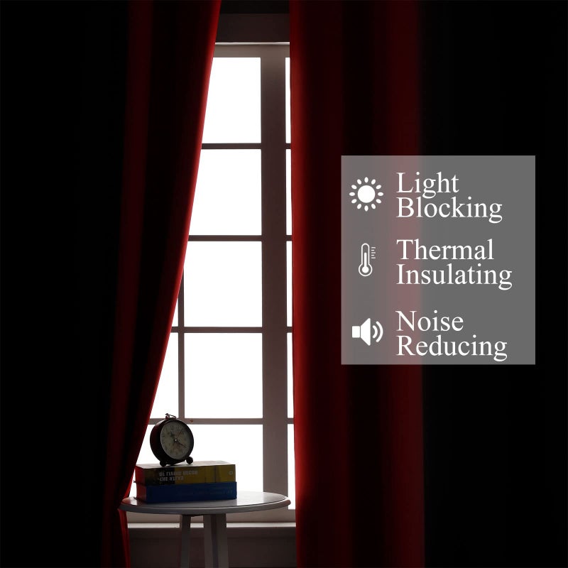 Estelar Textiler Ombre Red and Black Curtains 45 Inch Length 2 Panels  100% Blackout Curtains for Living Room  Grommet Thermal Insulated Drapes  Full Light Blocking Curtains for Bedroom  52x45 Inch - Image 3