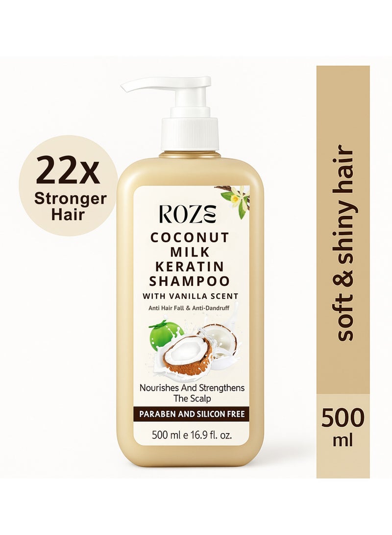 Roze Coconut Milk Keratin Shampoo | Anti-hairfall | Anti – Dandruff | 500ml - Image 2