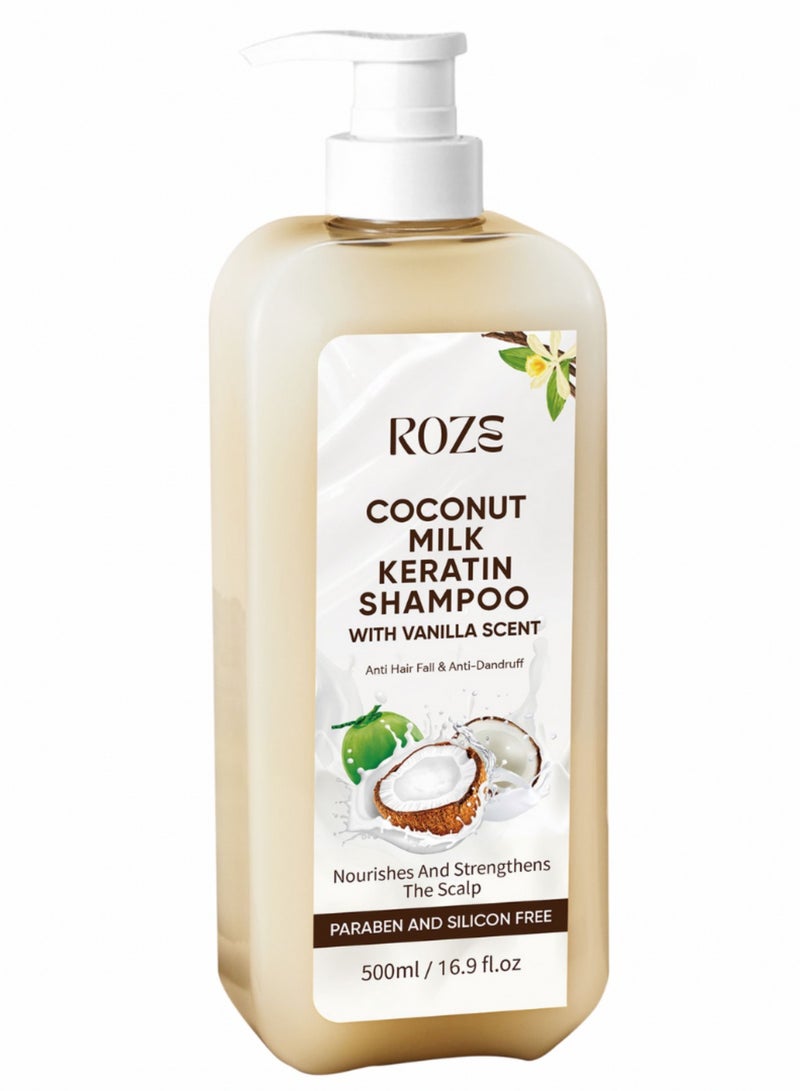 Roze Coconut Milk Keratin Shampoo | Anti-hairfall | Anti – Dandruff | 500ml - Image 1