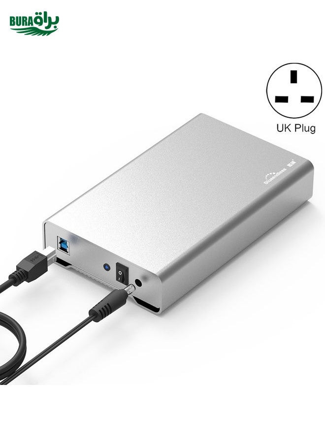 BURAQ Blueendless U35Q 3.5 Inch Full Metal Mobile Hard Disk Box Type-C/Usb3.0 SATA Serial Desktop PC External Hard Disk Box UK Plug (USB 3.0)  - Image 1