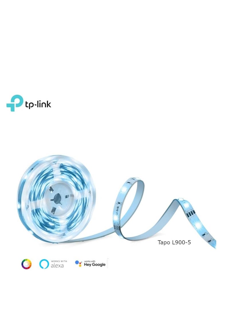 تابو شريط إضاءة LED ذكي من Tapo TP-Link، 5 أمتار، مع تحكم عبر تطبيق WiFi، شريط LED متعدد الألوان RGB، يعمل مع Alexa (Echo وEcho Dot) وGoogle Home، مناسب لتزيين المطبخ والتلفزيون بنفسك (L900-5)  - Image 1