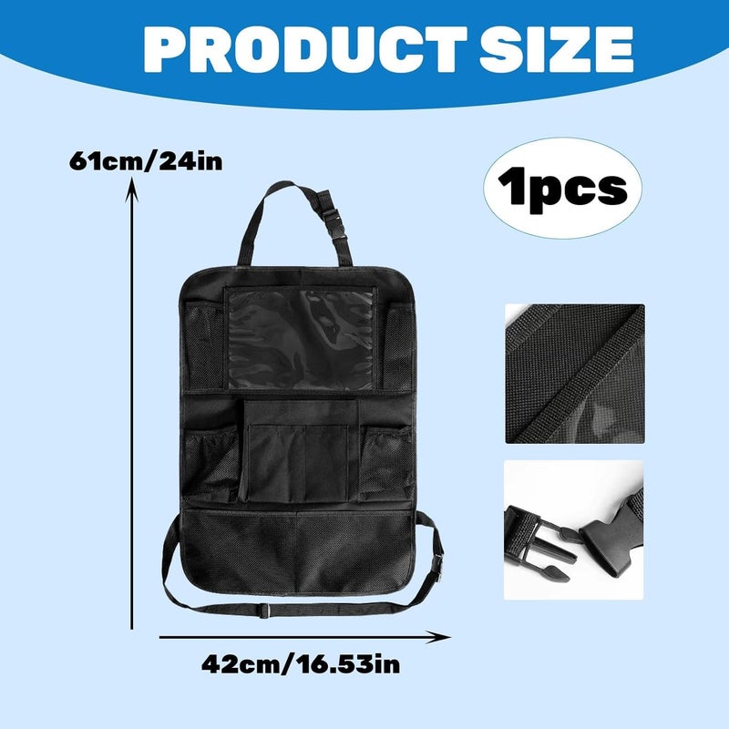 Watlikeup Car Seat Organizer - Black Storage with 9 Pockets and Tablet Holder for Kids - Image 2