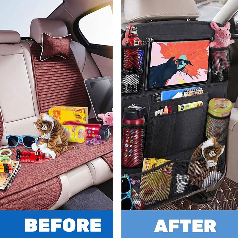Watlikeup Car Seat Organizer - Black Storage with 9 Pockets and Tablet Holder for Kids - Image 4