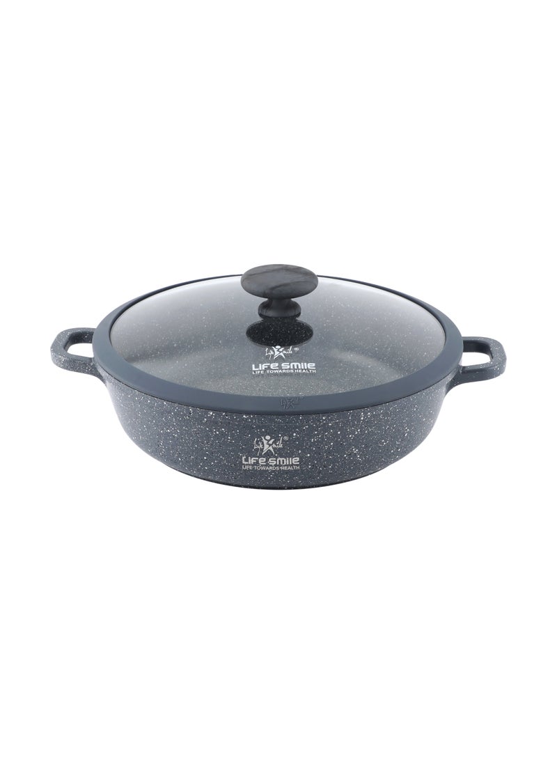 Life Smile 32cm Granite Nonstick Shallow Pot with Lid – Induction Base, 5.5L - Image 1