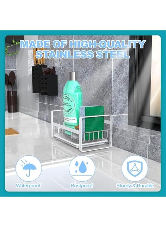 HOOKOR Kitchen Sink Caddy Sponge Holder Sink Organizer, Sink Tray Drainer Rack, Soap Dish Dispenser Brush Holder Storage Accessories (Brush Silver) - Image 2