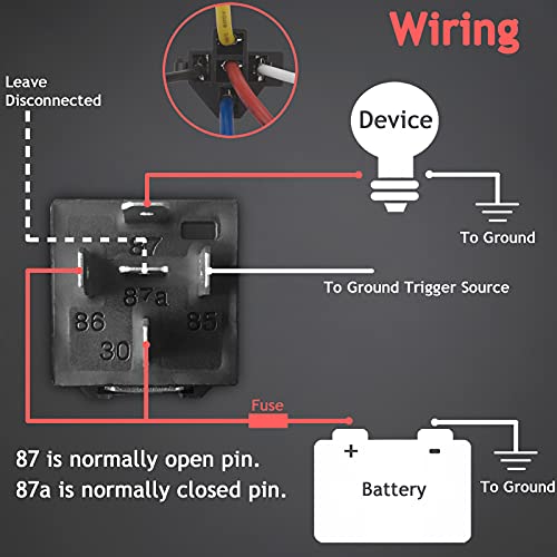 Hamolar 2 Pack 12V 40/30 Amp Car Relay DC 5 Pin SPDT and Harness - Heavy Duty 12 AWG Copper Wires Relays Kit for Automotive Truck Motorcycle Boat - Image 4