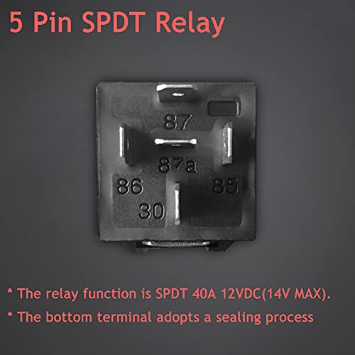 Hamolar 2 Pack 12V 40/30 Amp Car Relay DC 5 Pin SPDT and Harness - Heavy Duty 12 AWG Copper Wires Relays Kit for Automotive Truck Motorcycle Boat - Image 3