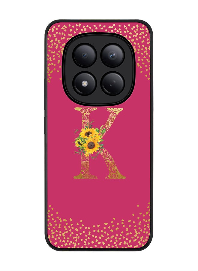 For Xiaomi Redmi Note 15 Pro 4G Case,Slim fit Camera Protection, Shockproof Thin Phone cover  - Custom Floral Monogram - K ( Deep Pink )