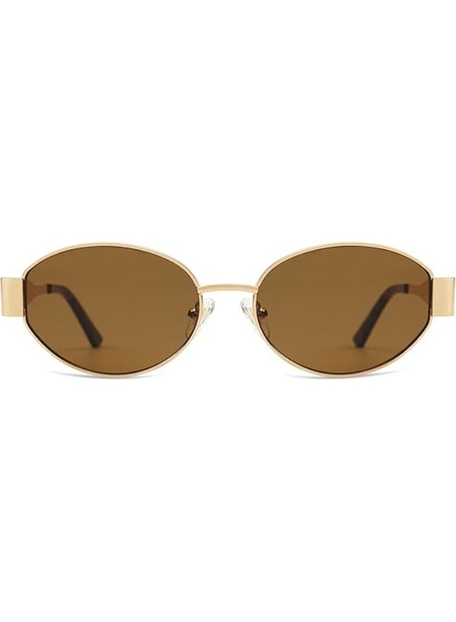 HDCRAFTER Retro Oval Sunglasses for Women Men Trendy Sun Glasses Classic Shades UV400 Protection - Image 2