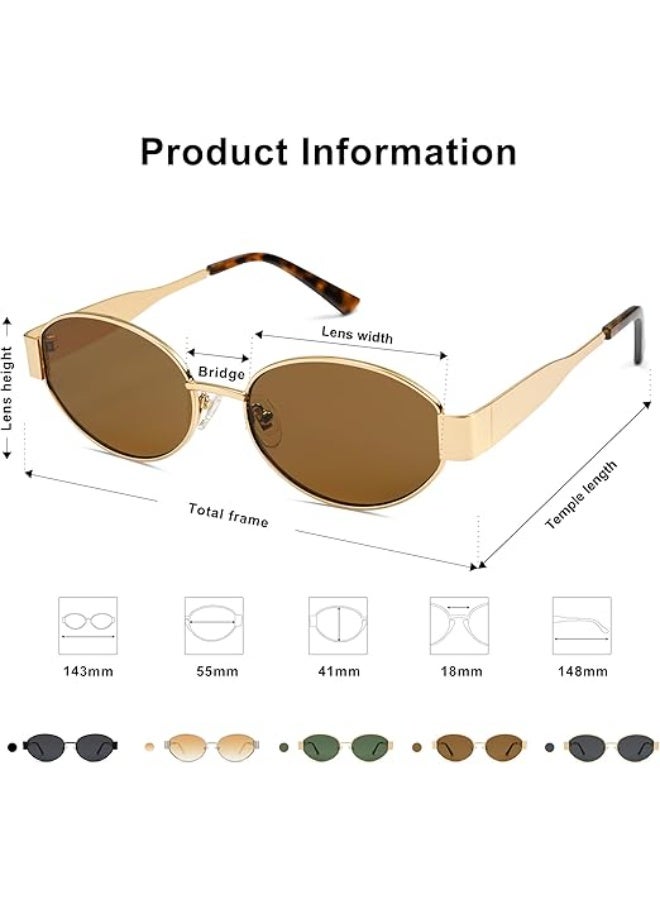 HDCRAFTER Retro Oval Sunglasses for Women Men Trendy Sun Glasses Classic Shades UV400 Protection - Image 4