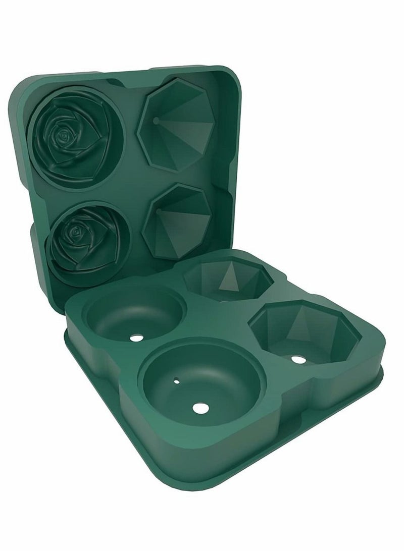Ice Cube Tray 2.5 inch Molds, 2 Cavity Silicone Rose and Diamond Ball Maker - Image 4