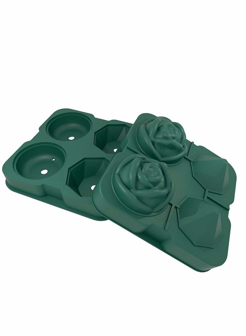 Ice Cube Tray 2.5 inch Molds, 2 Cavity Silicone Rose and Diamond Ball Maker - Image 3