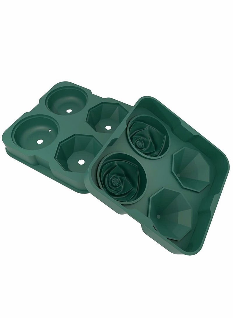 Ice Cube Tray 2.5 inch Molds, 2 Cavity Silicone Rose and Diamond Ball Maker - Image 5