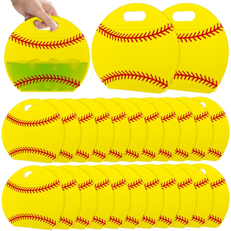 AKAIXI 24pcs Softball Gift Bags with Handles Reusable Sealed Snack Bags, Stand-up Bottom Treat Bags for Softball Coach Sport Team and Softball Mom, Party Favor Birthday Gifts Supplies - Image 1