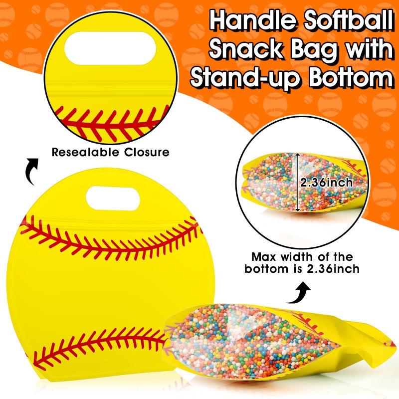 AKAIXI 24pcs Softball Gift Bags with Handles Reusable Sealed Snack Bags, Stand-up Bottom Treat Bags for Softball Coach Sport Team and Softball Mom, Party Favor Birthday Gifts Supplies - Image 3