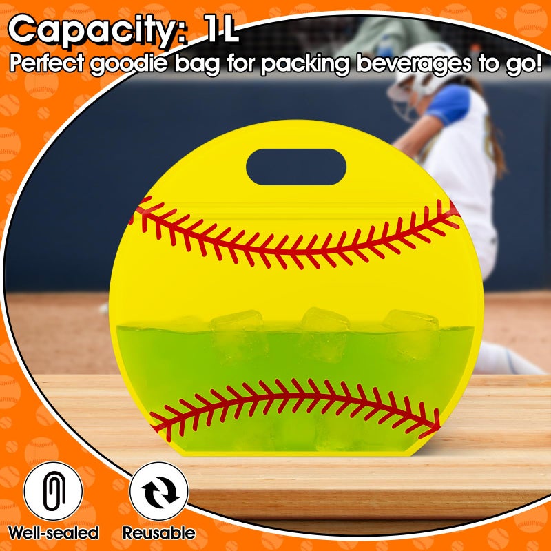 AKAIXI 24pcs Softball Gift Bags with Handles Reusable Sealed Snack Bags, Stand-up Bottom Treat Bags for Softball Coach Sport Team and Softball Mom, Party Favor Birthday Gifts Supplies - Image 5