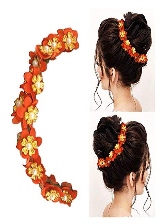 Hair Flare Hair Accessories for Women 2042 Pins Artificial Flowers Accessories for Weddings (Orange) - Image 3