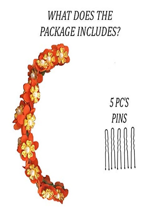 Hair Flare Hair Accessories for Women 2042 Pins Artificial Flowers Accessories for Weddings (Orange) - Image 5
