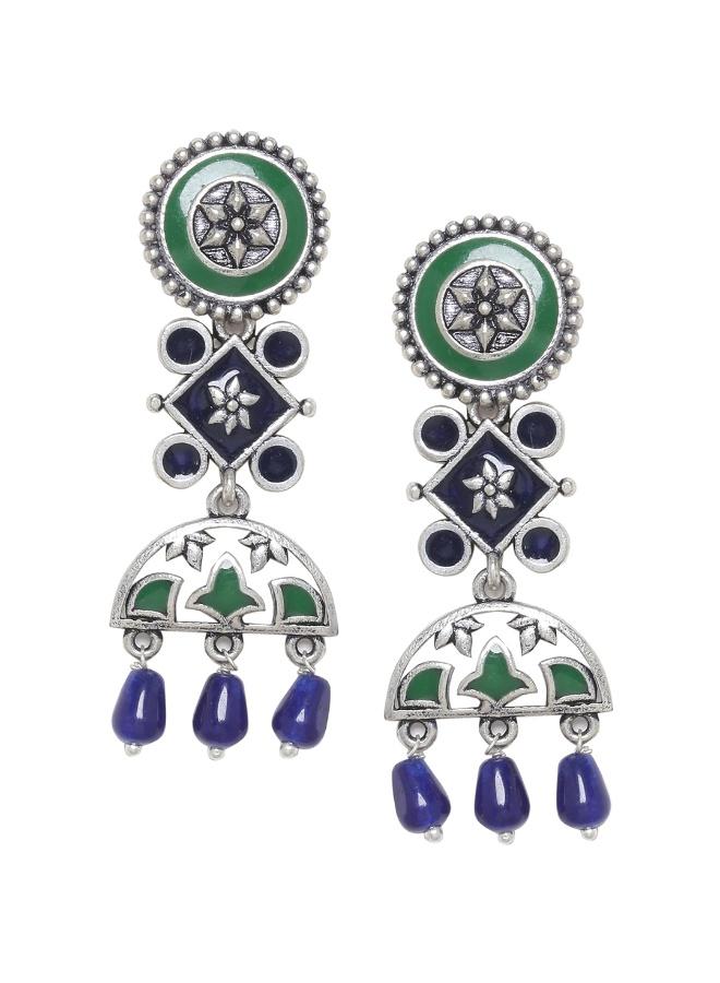 VOYLLA Mehrunisa Enamel and Beads Embellished Earrings - Image 2