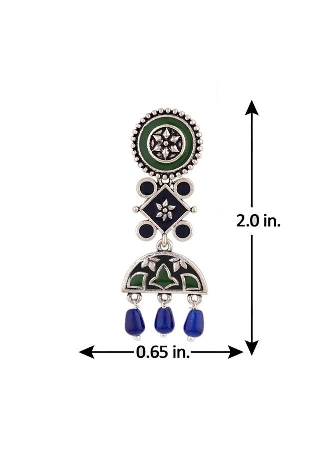 VOYLLA Mehrunisa Enamel and Beads Embellished Earrings - Image 4