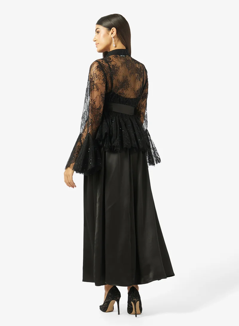 Khizana Lace Peplum Top & Skirt Set