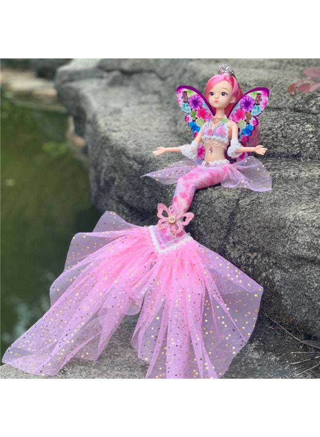 دمية حورية البحر على شكل حورية البحر من Dragon Princess هدية عيد ميلاد للأطفال من الشركة المصنعة لدمية الدمية - اللون: موسيقى خفيفة وذيل غزل السمك وأجنحة السمك C (أجنحة لون عشوائي) - Image 1