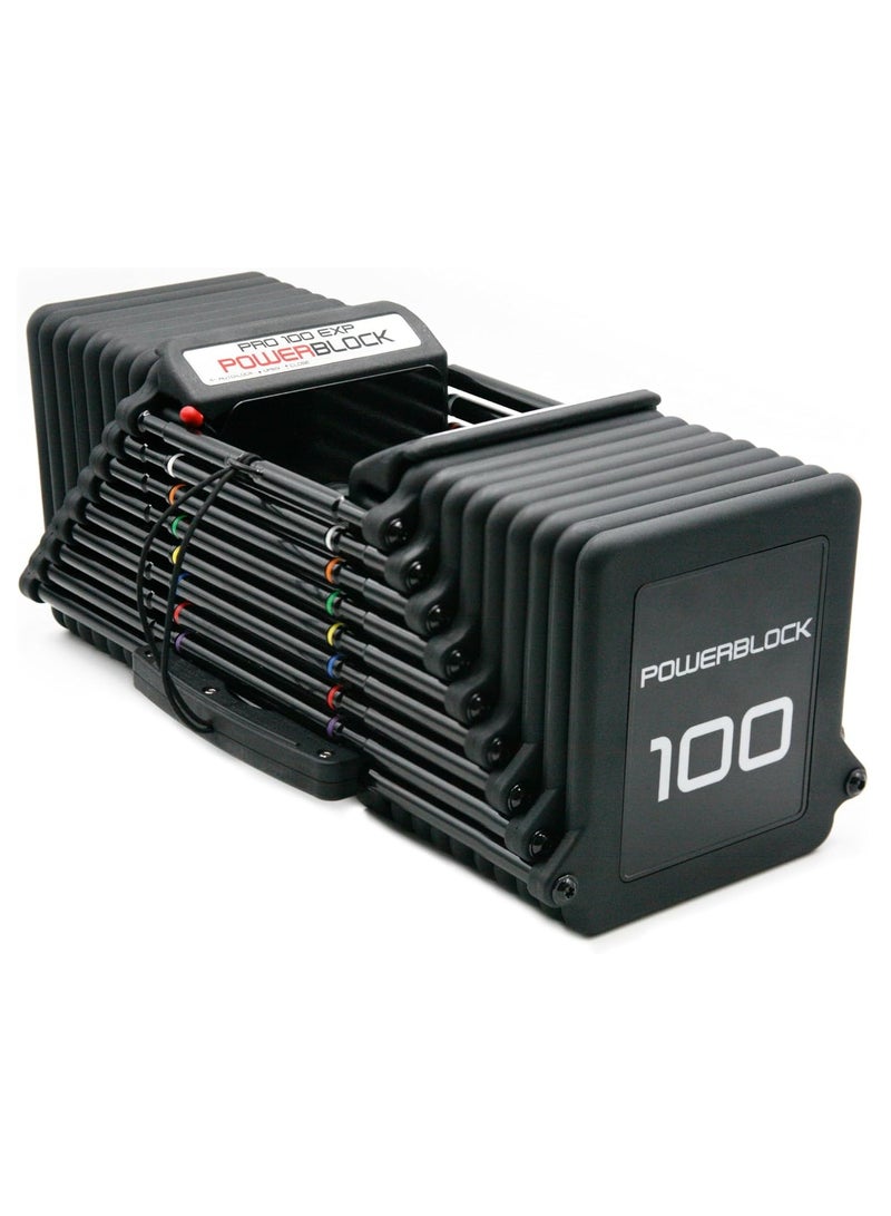 POWERBLOCK باور بلوك برو 100 EXP، مقبض TPR، دمبل قابل للتعديل، يتوسع من 5-100 رطل (زوج) - Image 1
