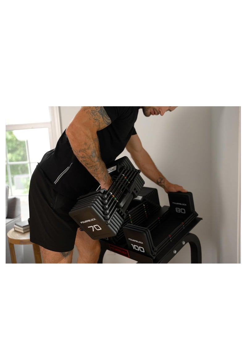 POWERBLOCK باور بلوك برو 100 EXP، مقبض TPR، دمبل قابل للتعديل، يتوسع من 5-100 رطل (زوج) - Image 5