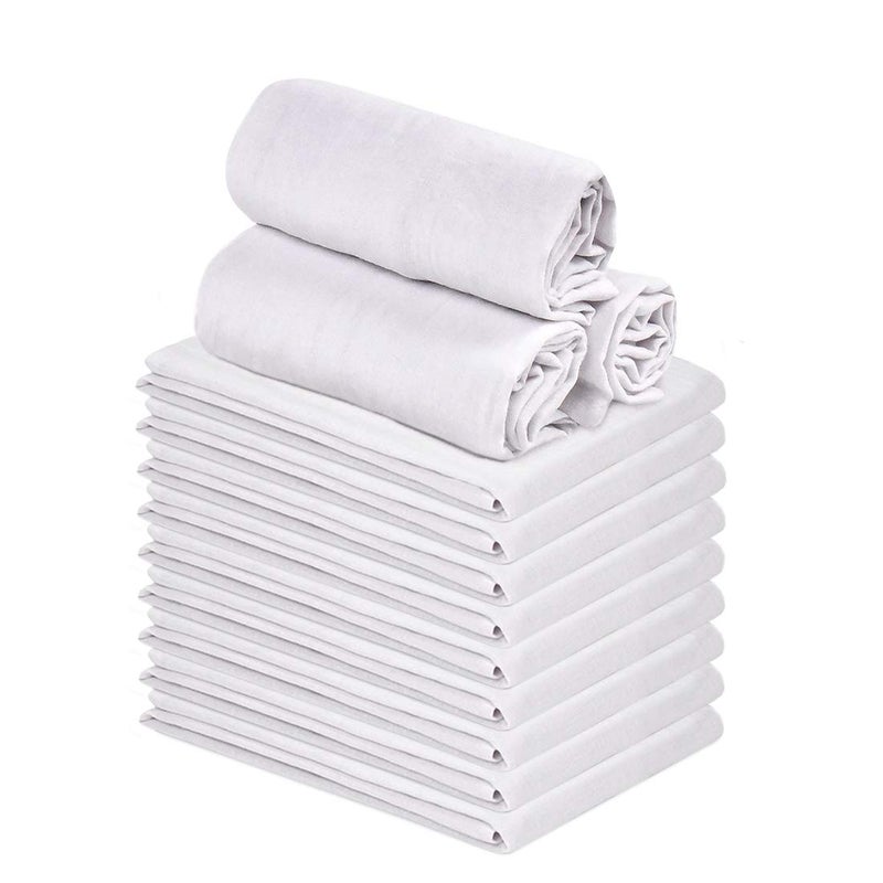 Talvania TALVANIA Flour Sack Towels  White Kitchen Dish Towels  12 Pack  28 x 28 Inches  Soft Absorbent Tea Towel  100 Cotton Ring Spun Bar Towels  Lint Free 