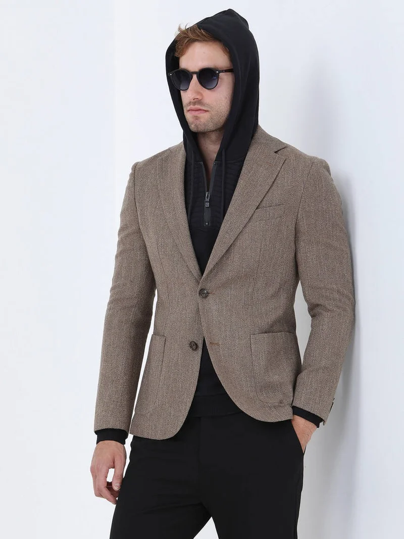 Kip Camel Hair Micro Modern Fit Wool Blend Jacket
