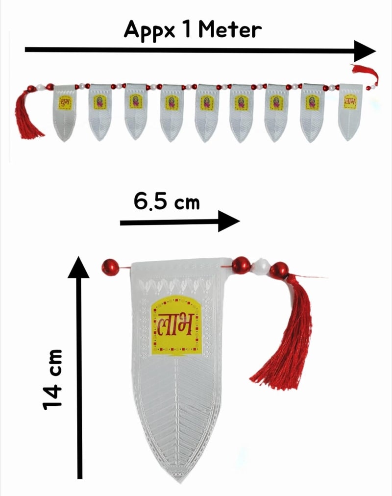 HOPE KART Hope Kart Toran for Main Door Pooja Mandir Decoration Entrance for Diwali Laxmi Bandanwar Home Garland with Side Hanging Loop Pure Silver 1 Silver Laxmi Toran 1  - Image 3