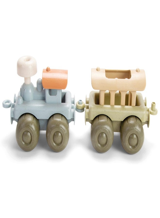Dantoy: BIO Train Set - 2 Linking Toy Train Cars, Muted Colors, Indoor & Outdoor Play Vehicle, Caboose, Recycled Plastic, Kids & Toddlers Ages 2+ - Image 1
