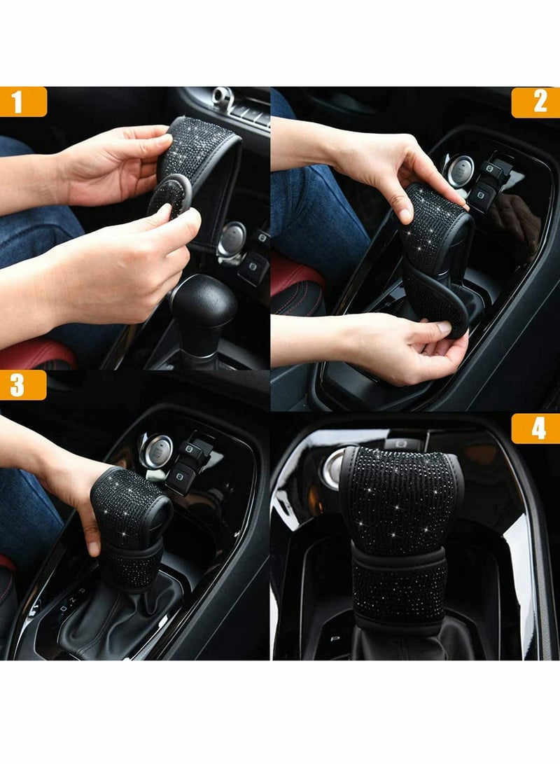 Excefore Shoulder Pads, Microfiber Leather Seat Belt Shoulder Pads Bling Rhinestones Car Bling Seat Belt, Covers for Women or Men, Crystal Handbrake Cover, Bling Ring Set 4 Pack Set Universal - Image 4
