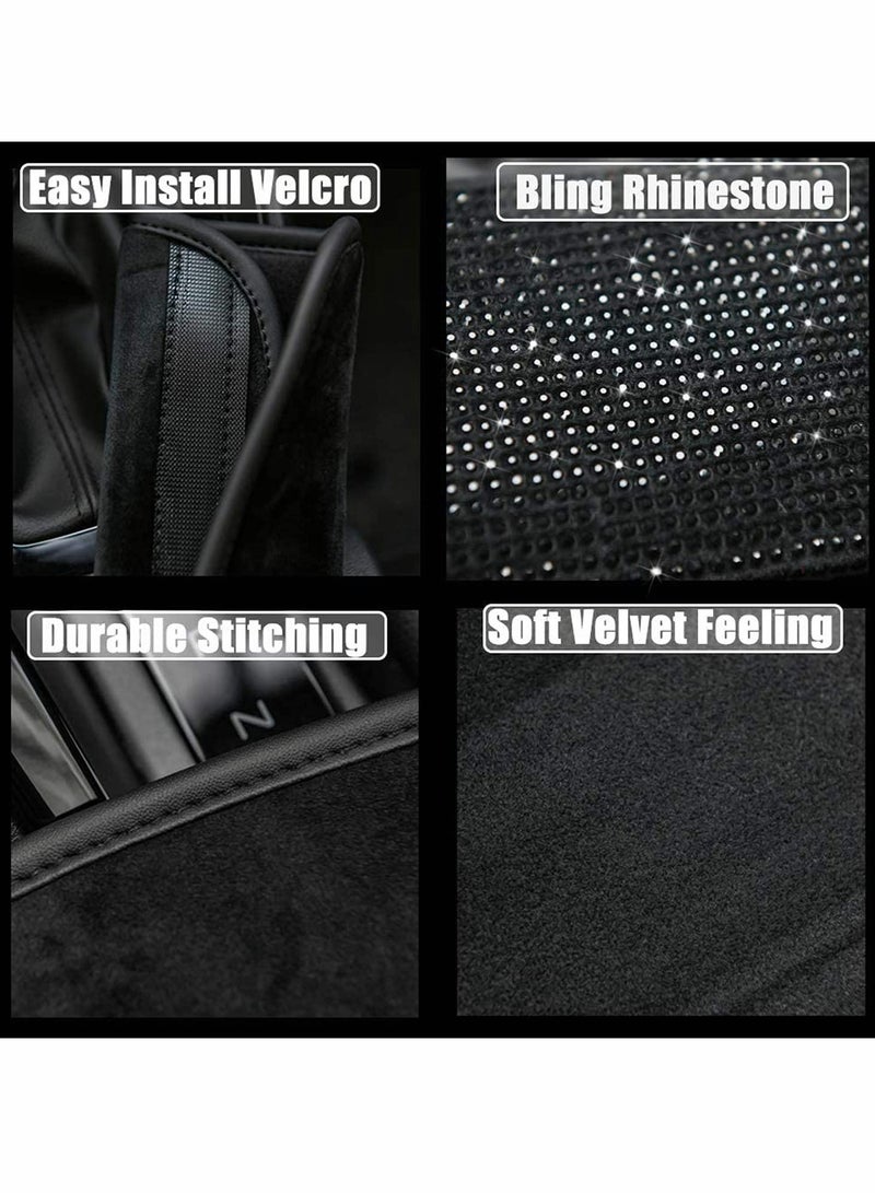 Excefore Shoulder Pads, Microfiber Leather Seat Belt Shoulder Pads Bling Rhinestones Car Bling Seat Belt, Covers for Women or Men, Crystal Handbrake Cover, Bling Ring Set 4 Pack Set Universal - Image 3