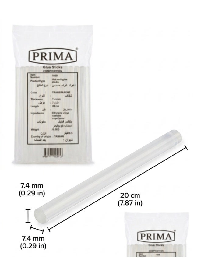 PRIMA Hot Melt Glue Sticks 7.4mm x 20cm, Professional Adhesive for Craft & Repair, Strong Bonding, Transparent, 500g - Image 2