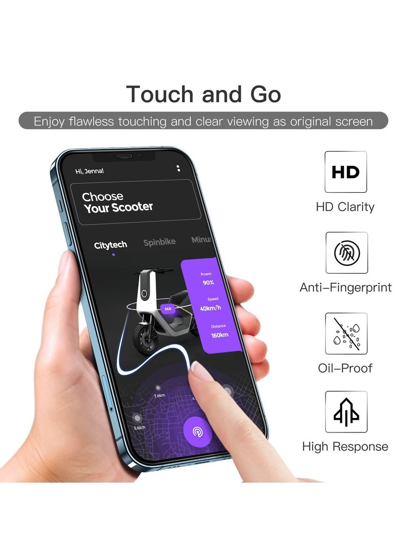 جي تيك واقي شاشة كامل التغطية لهاتف iPhone 12 12 Pro 6.1 بوصة ذو حافة سوداء من الزجاج المقوى مع حقيبة أدوات سهلة التركيب صديقة عالية الدقة شفافة - Image 3