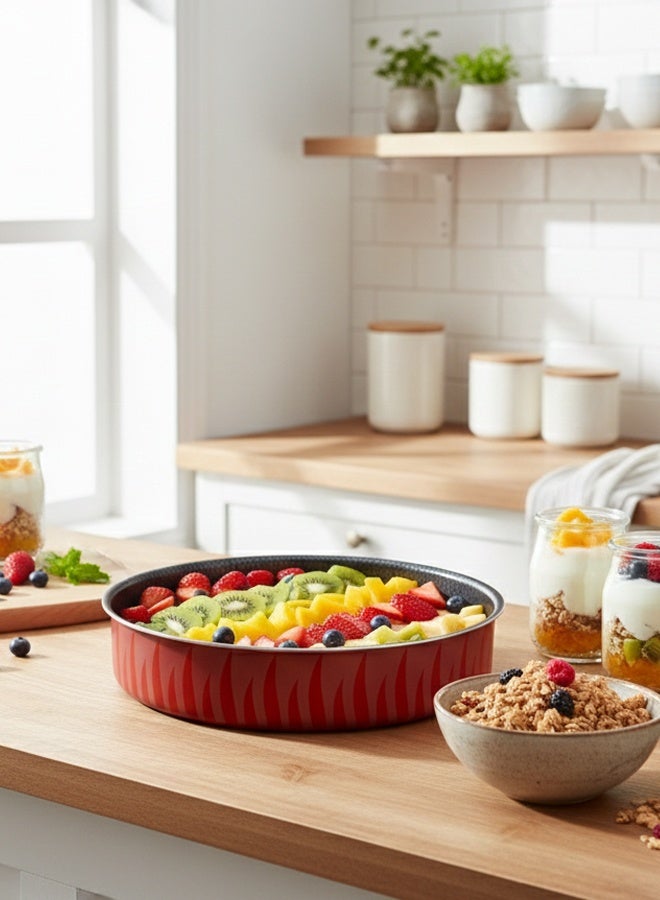 Kawashi 30cm Non-Stick Tempo Flame Round Baking Tray | Oven-Safe | Perfect for Cakes, Pizza & Roasting | Easy-Clean Coating - Image 2