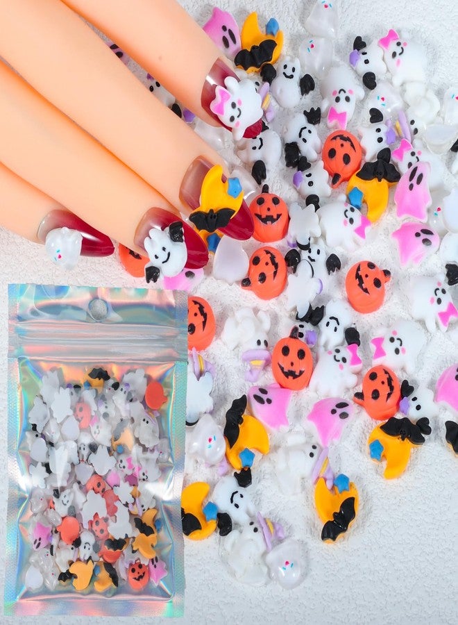 HYWWPFLAY 90Pcs Halloween Resin Charms for Nails, 3D Pumpkin Ghost Bat Cute Nail Charms, Gothic Nail Art Decoration Gems Jewelry for DIY Nails Designs Halloween Manicure Accessories - Image 1