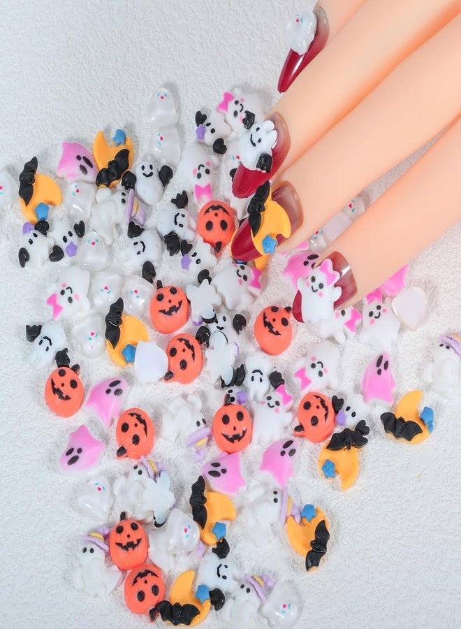 HYWWPFLAY 90Pcs Halloween Resin Charms for Nails, 3D Pumpkin Ghost Bat Cute Nail Charms, Gothic Nail Art Decoration Gems Jewelry for DIY Nails Designs Halloween Manicure Accessories - Image 4