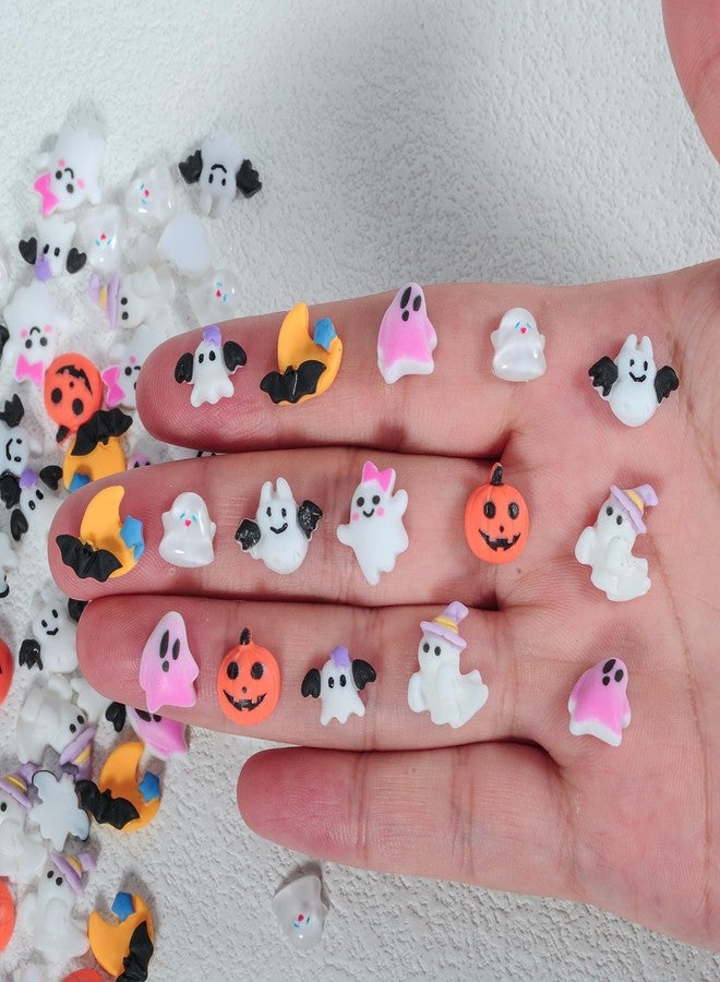 HYWWPFLAY 90Pcs Halloween Resin Charms for Nails, 3D Pumpkin Ghost Bat Cute Nail Charms, Gothic Nail Art Decoration Gems Jewelry for DIY Nails Designs Halloween Manicure Accessories - Image 2