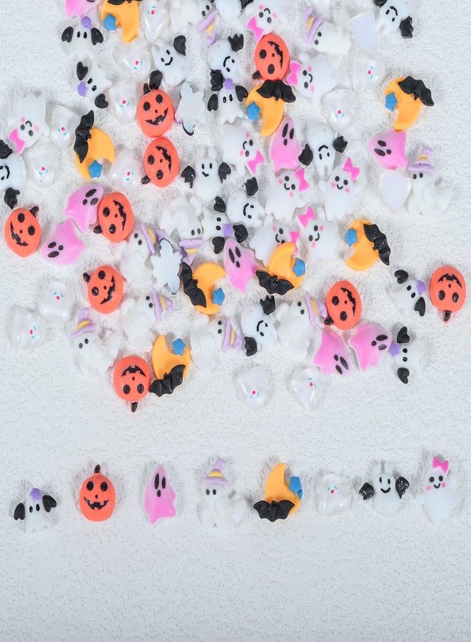 HYWWPFLAY 90Pcs Halloween Resin Charms for Nails, 3D Pumpkin Ghost Bat Cute Nail Charms, Gothic Nail Art Decoration Gems Jewelry for DIY Nails Designs Halloween Manicure Accessories - Image 3