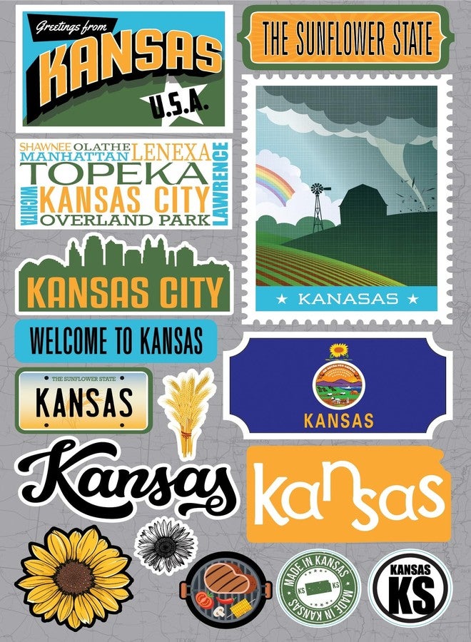 REMINISCE Jet Setters 3.0 State Dimensional Stickers-Kansas, White - Image 2