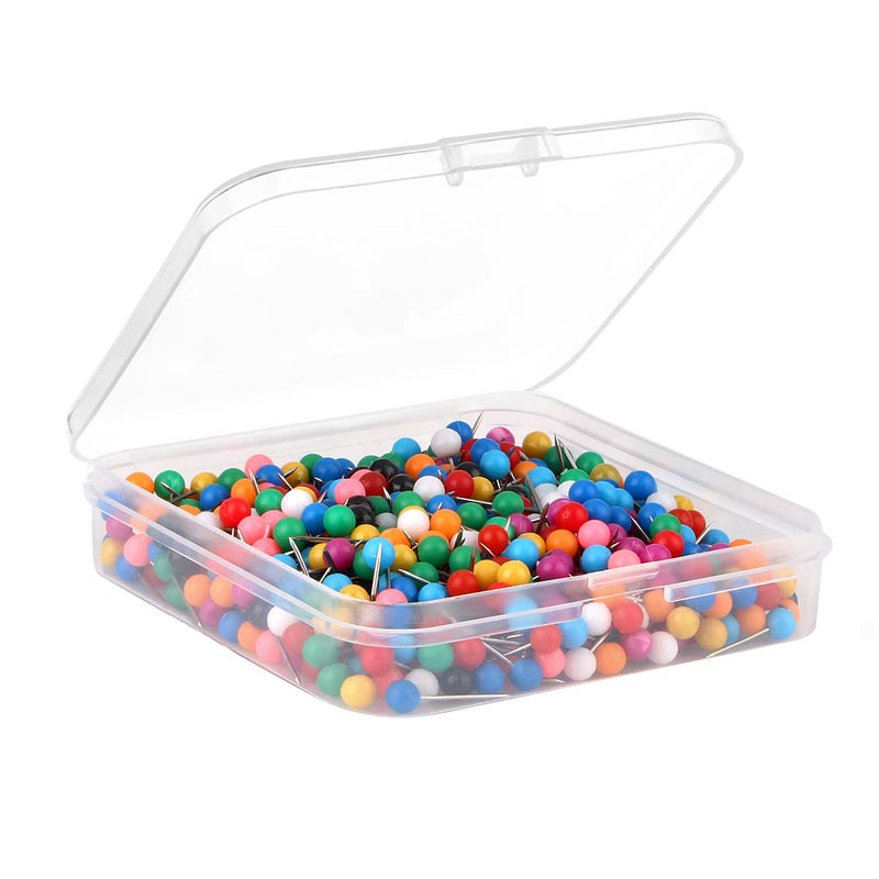 Yalis Push Pins 600 Count MixsColors Map Tacks Marking Pins 18Inch Plastic Beads Head 10 MultiColors