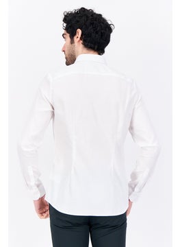Jules Men Slim Fit Textured Long Sleeves Casual Shirt, White  - Image 3