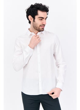 Jules Men Slim Fit Textured Long Sleeves Casual Shirt, White  - Image 1